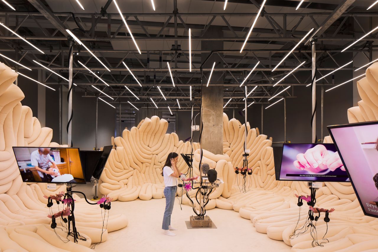 The padded ASMR arena was built to mimic the privacy and comfort of a bedroom space.