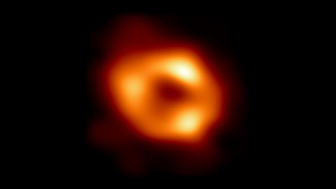 This is the first image of Sagittarius A*, the supermassive black hole at the center of our galaxy, captured by the Event Horizon Telescope project. 