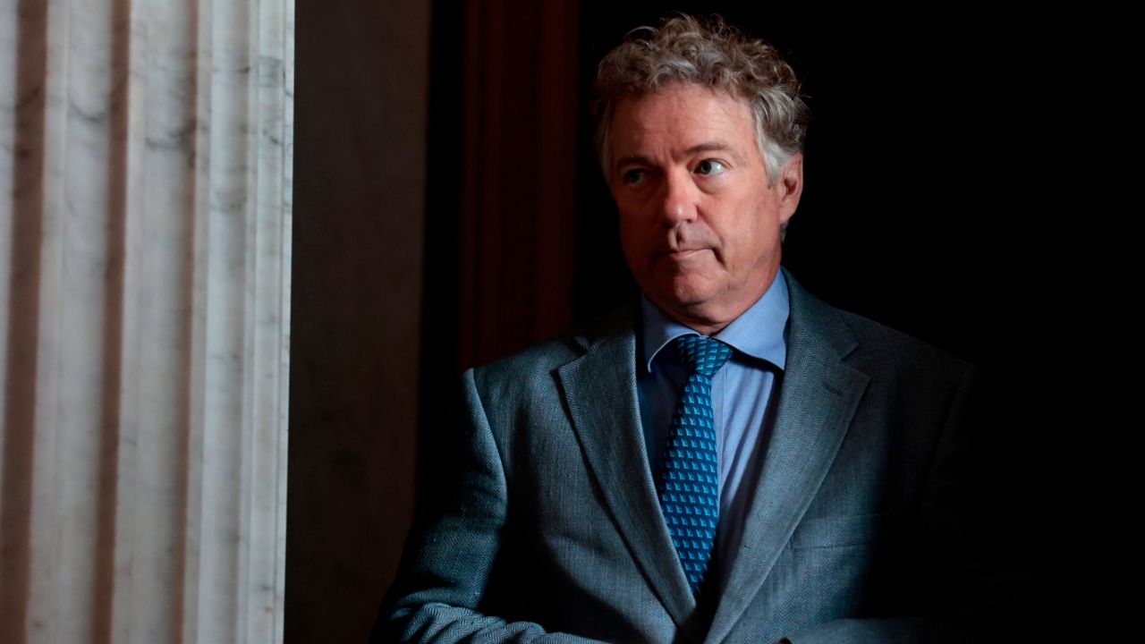 Sen. Rand Paul (R-KY) departs from the Senate Republicans' daily luncheon at the U.S. Capitol Building on May 05, 2022 in Washington, DC.
