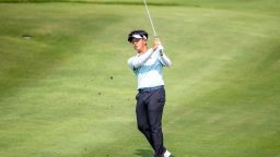 Ratchanon Chantananuwat of Thailand during the first round of the Trust Golf Asian Mixed Cup at Siam Country Club Waterside Course in Pattaya, Thailand, on April 7, 2022.