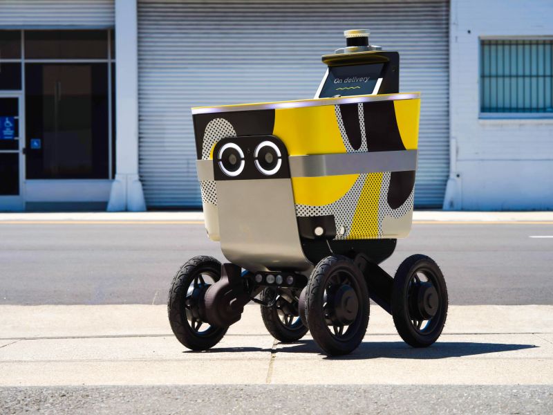 Autonomous food sale delivery robot