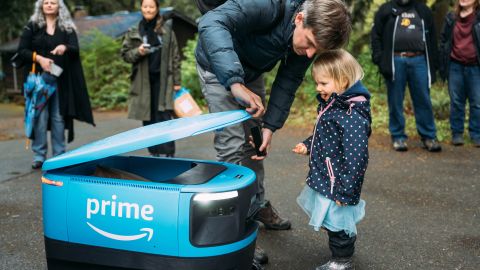 Amazon says it's making some deliveries with a robot that rolls on sidewalks.