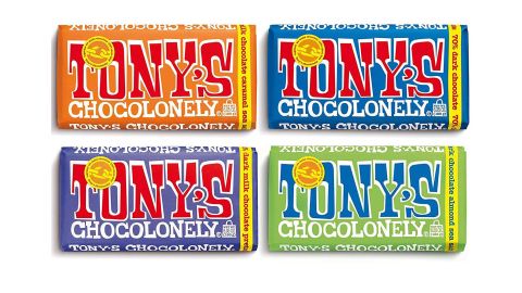 Climate activist types Tony's Chocolonely Variety Bundle