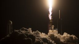 CAPE CANAVERAL, FL - APRIL 27:  In this handout provided by the National Aeronautics and Space Administration (NASA), A SpaceX Falcon 9 rocket carrying the company's Crew Dragon spacecraft is launched.
