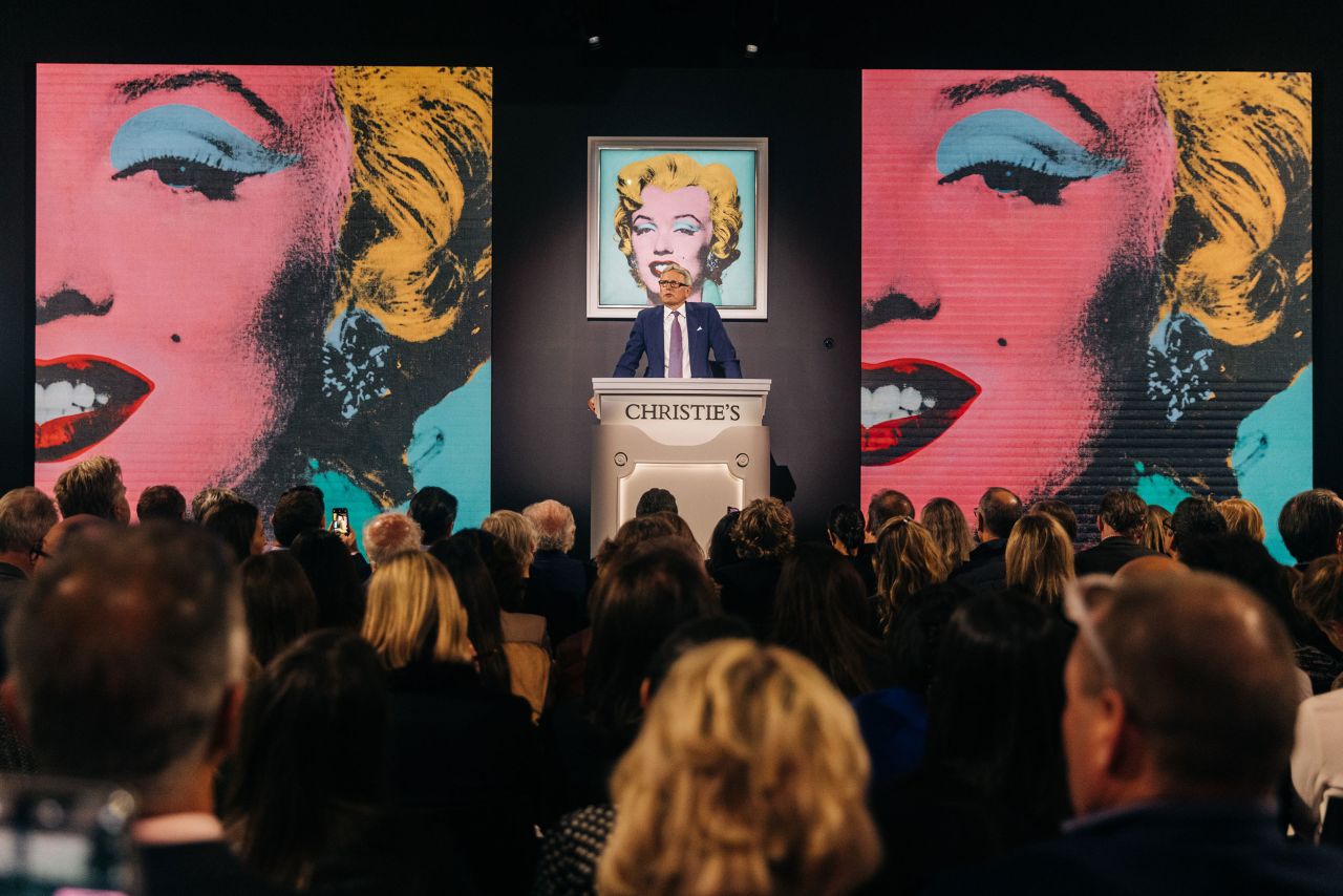"Shot Sage Blue Marilyn," one of Andy Warhol's iconic Marilyn Monroe portraits, is auctioned in New York on Monday, May 9. <a href="https://www.cnn.com/style/article/andy-warhol-shot-sage-blue-marilyn-record-sale/index.html" target="_blank">It sold for a record $195 million.</a>