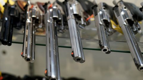 A display of guns for sale is seen at Coliseum Gun Traders Ltd. in Uniondale, New York on September 25, 2020.