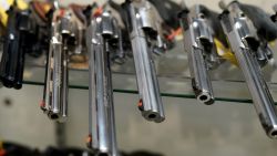 A display of guns for sale is seen at Coliseum Gun Traders Ltd. in Uniondale, New York on September 25, 2020. - Gun store owners on Long Island have been selling out of firearms as scores of customers fear a rise in violence as the pandemic escalates in the area.