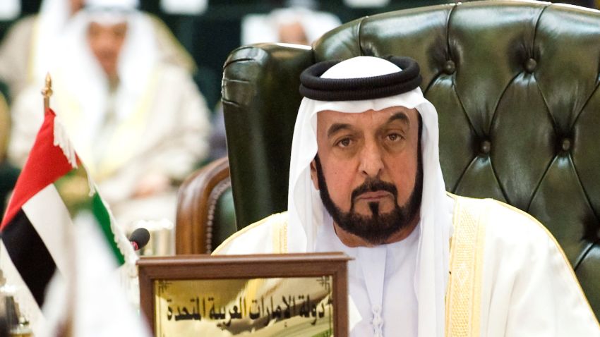FILE PHOTO: United Arab Emirates President Sheikh Khalifa bin Zayed al-Nahyan listens to closing remarks during the closing ceremony of the Gulf Cooperation Council (GCC) summit in Kuwait's Bayan Palace December 15, 2009. REUTERS/Stephanie McGehee/File Photo