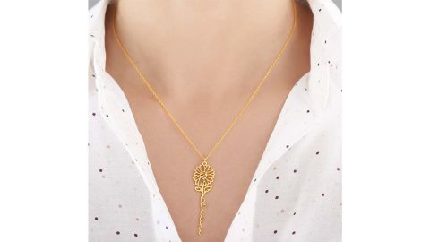 Collier prénom CBK en argent et or avec fleur de naissance