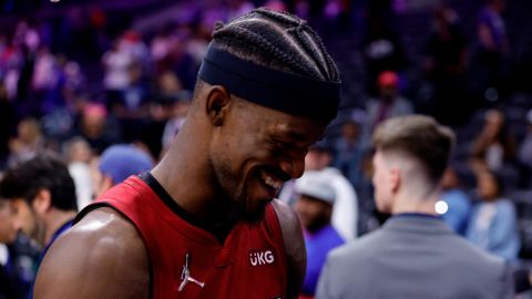 Butler smiles after winning the Heat series against the Philadelphia 76ers. 