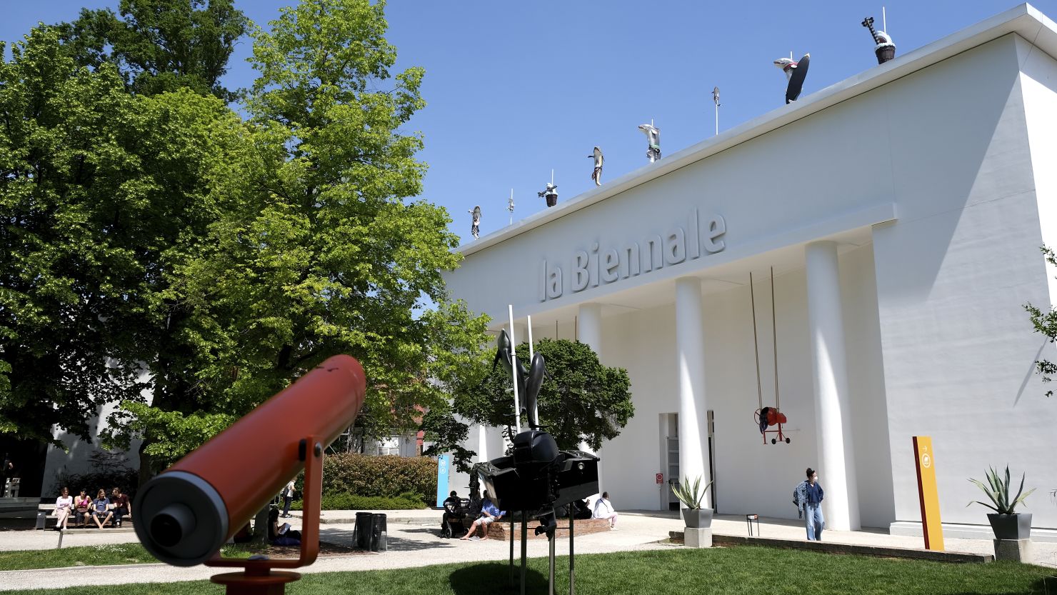 VENICE, ITALY - MAY 12: A view shows the entrance to the "Giardini", one of the venues of the Biennale during the 59th International Art Exhibition (Biennale Arte) on May 12, 2022 in Venice, Italy. (Photo by Giuseppe Cottini/Getty Images)