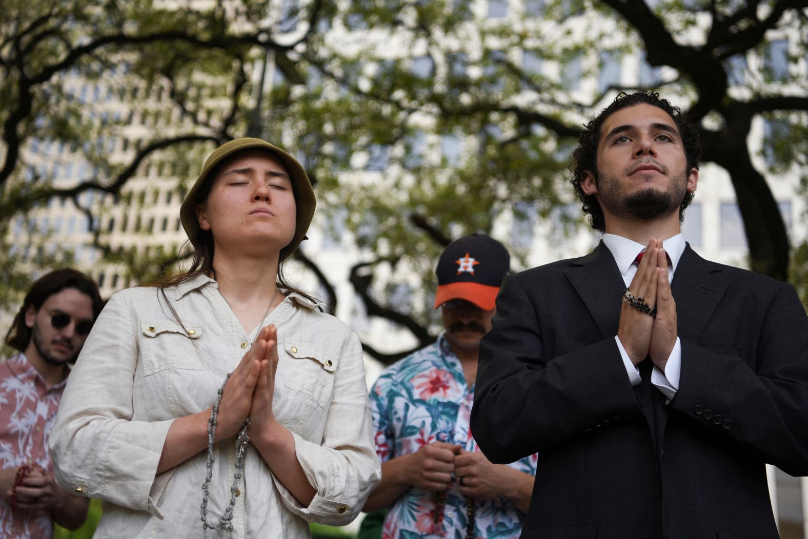 Anti-abortion protesters gather in Houston, Texas.