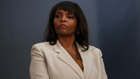 Pennsylvania US Senate candidate Kathy Barnette looks out from onstage at a Republican leadership forum at Newtown Athletic Club on May 11, 2022, in Newtown, Pennsylvania. 