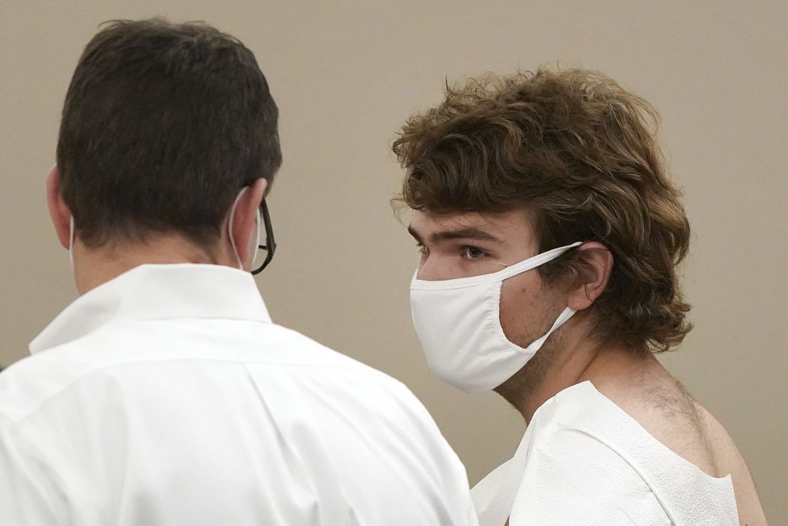 Payton Gendron talks with his attorney during his arraignment Saturday in Buffalo City Court.