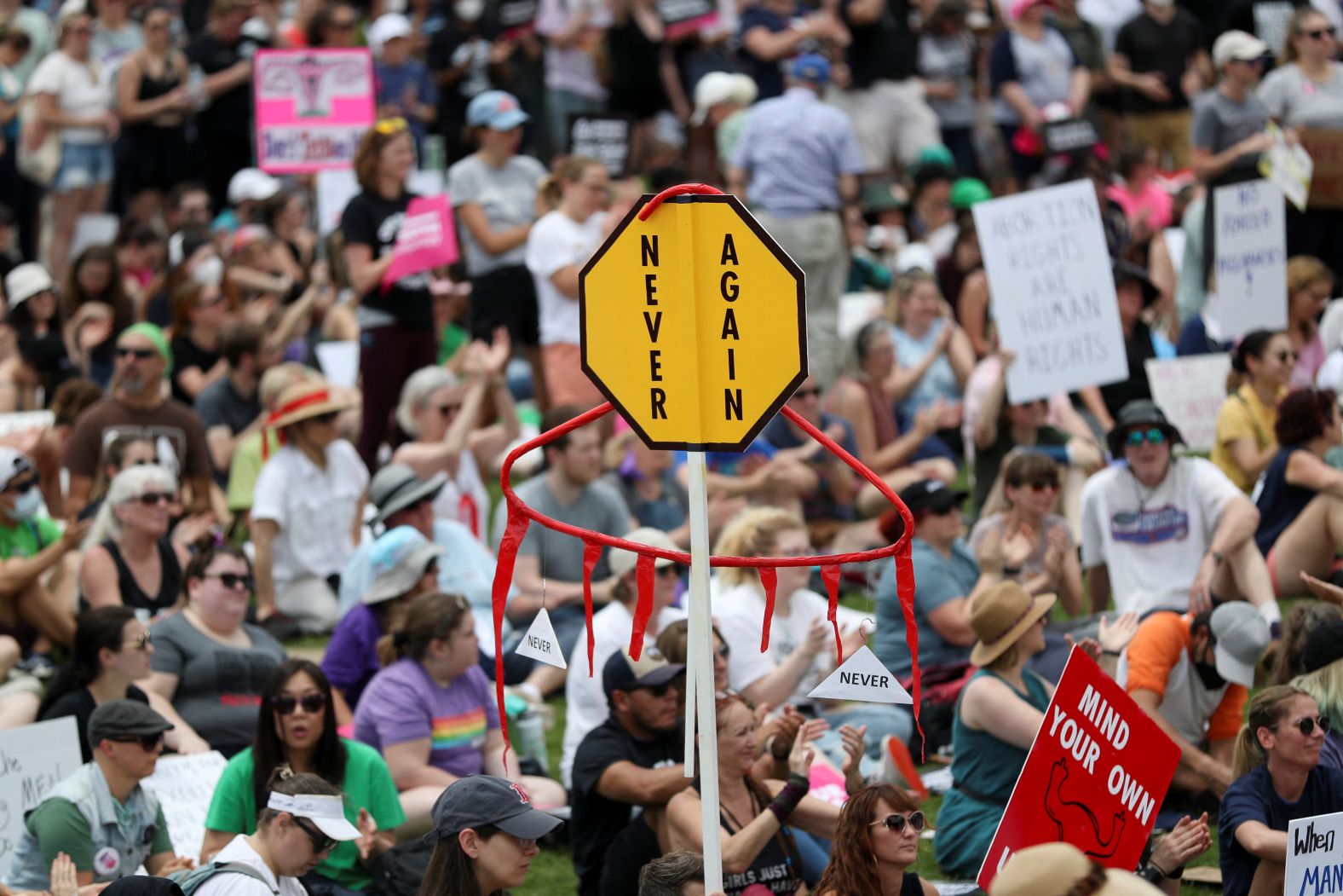 Abortion rights activists participate in a demonstration in Atlanta.