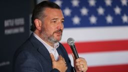 HARLEYSVILLE, PENNSYLVANIA - MAY 12:  U.S. Sen. Ted Cruz (R-TX) speaks at a campaign event for fellow Republican, senate candidate Dave McCormick at Leddy's Pub on May 12, 2022 in Harleysville, Pennsylvania. Cruz  joined the former hedge fund executive McCormick for the event ahead of the May 17 primary to replace retiring Republican Sen. Pat Toomey. 