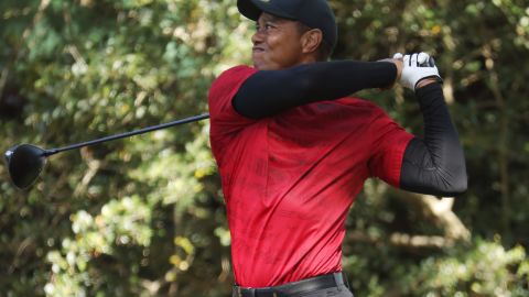 AUGUSTA, GEORGIA - APRIL 10: Tiger Woods plays his shot from the second tee during the final round of the Masters at Augusta National Golf Club on April 10, 2022 in Augusta, Georgia. (Photo by Jamie Squire/Getty Images)