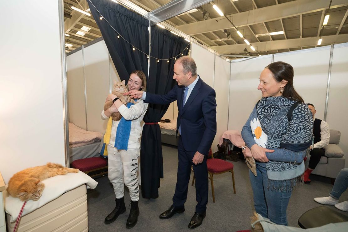 Irish Prime Minister Micheál Martin meets Vera Ruban at Green Glens Arena.