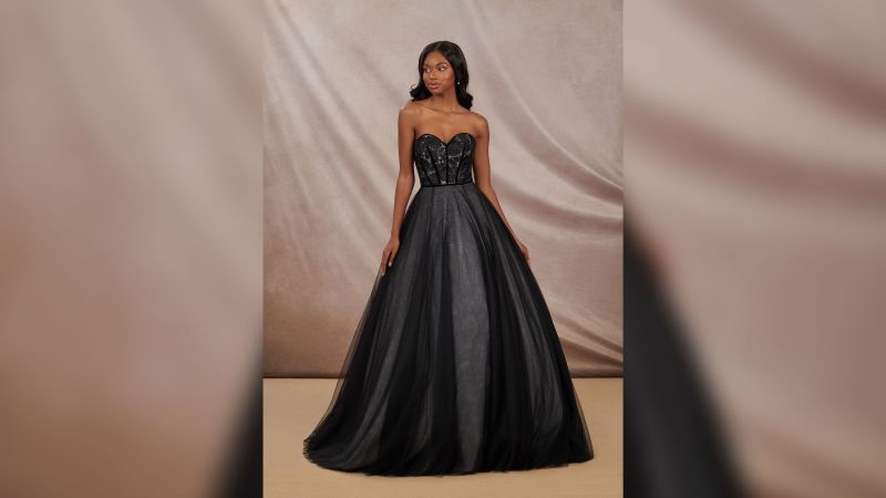 Strapless black 2024 wedding dress