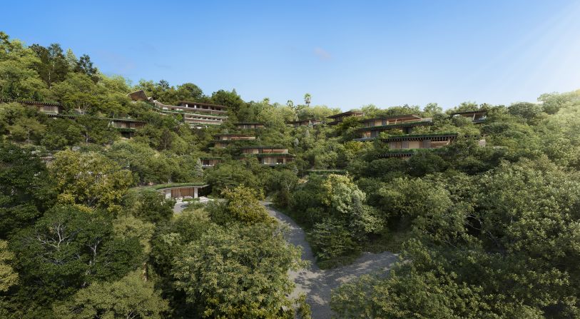<strong>"Retreat" --</strong> Concept art of another of SAOTA's upcoming projects, the Bulgari Hotel and Resort in Los Angeles. Located in the Santa Monica Mountains, the <a href="index.php?page=&url=https%3A%2F%2Fwww.bulgarihotels.com%2Fen_US%2Flos-angeles" target="_blank" target="_blank">58 room and suite complex</a> is designed to nestle into an oak tree-filled canyon like tree houses. 