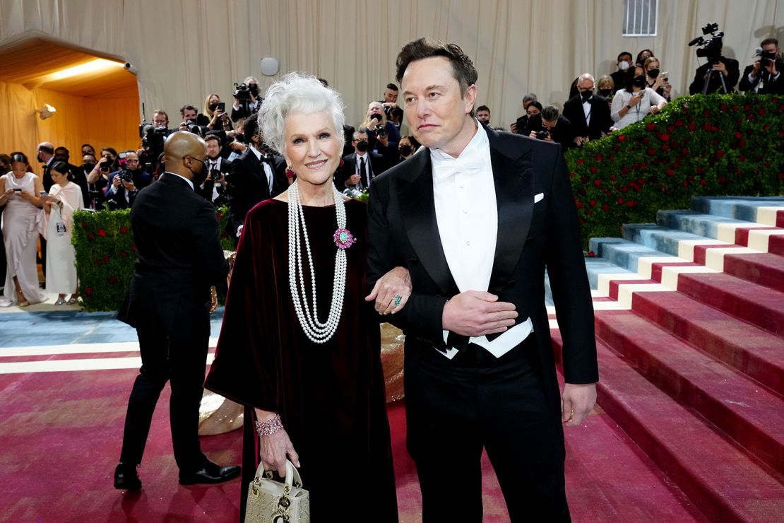 Maye Musk and Elon Musk attend this year's Met Gala.
