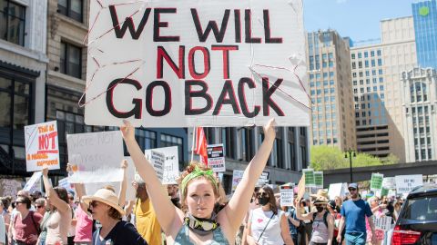 Americans held a rally and march in Detroit for the second straight weekend on May 14, 2022, since the leaked Supreme Court draft opinion that would overturn Roe v. Wade was made public.