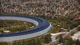 The Apple Park campus stands in this aerial photograph taken above Cupertino, California, U.S., on Wednesday, Oct. 23, 2019. 