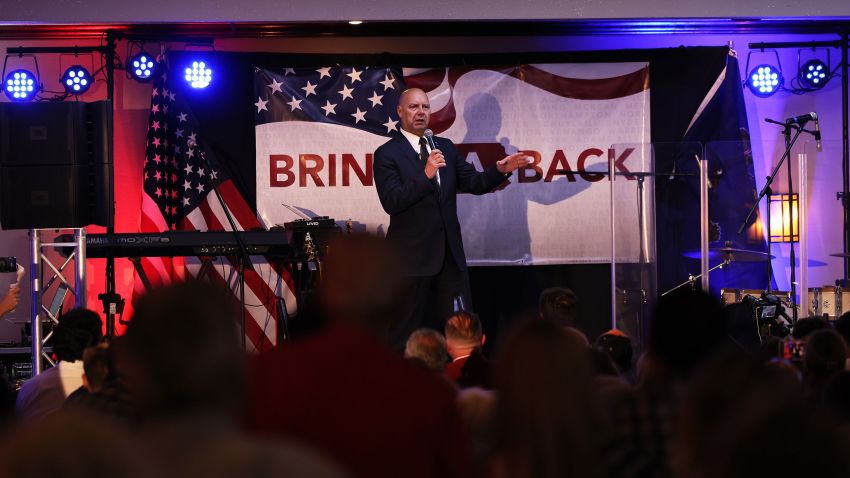 CHAMBERSBURG, PENNSYLVANIA - MAY 17: Republican gubernatorial candidate Doug Mastriano speaks at an election-night party at The Orchards on May 17, 2022 in Chambersburg, Pennsylvania. Mastriano was the front runner heading into today's primary.  (Photo by Michael M. Santiago/Getty Images)