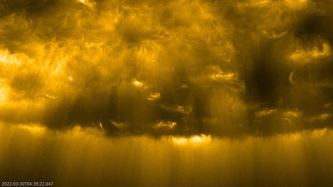 The sun's south pole was observed by the orbiter on March 30 in its highest-resolution look yet at this mysterious region. 