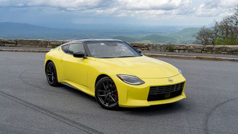 The new Nissan Z's nose is reminiscent of the original 240Z.