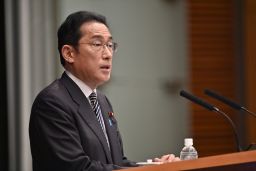 Japan's Prime Minister Fumio Kishida at a press conference in Tokyo on April 26.