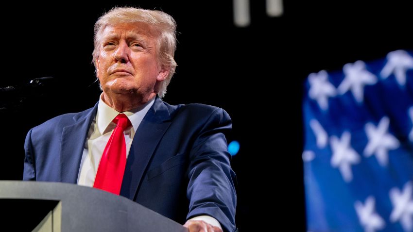 AUSTIN, TEXAS - MAY 14: Former U.S. President Donald Trump speaks during the American Freedom Tour at the Austin Convention Center on May 14, 2022 in Austin, Texas. The national event gathered conservatives from around the country to defend, empower and help promote conservative agendas nationwide.  