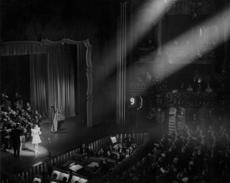 Andrews, 13, performs on stage at the London Palladium in 1948.