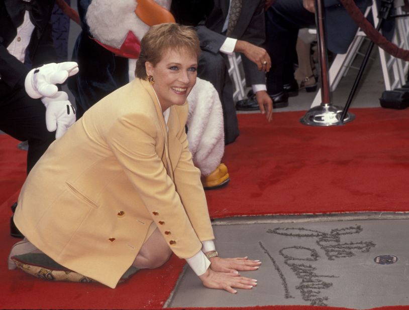 Andrews leaves her handprints at a Disney Legend Awards event in 1991.