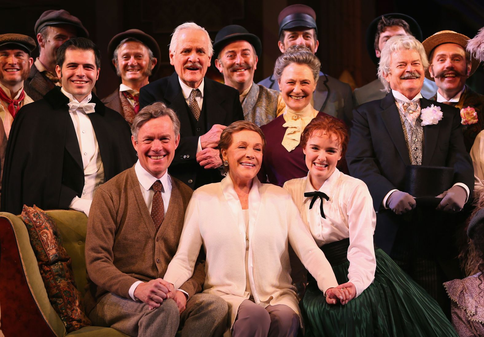 Andrews sits with cast members of "My Fair Lady" at the Sydney Opera House in 2016. Andrews directed this new production.