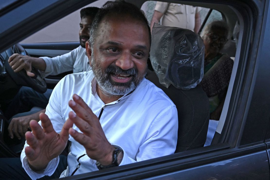 A.G. Perarivalan, who was jailed over the assassination of former Prime Minister Rajiv Gandhi, outside his home in Chennai on May 18. 