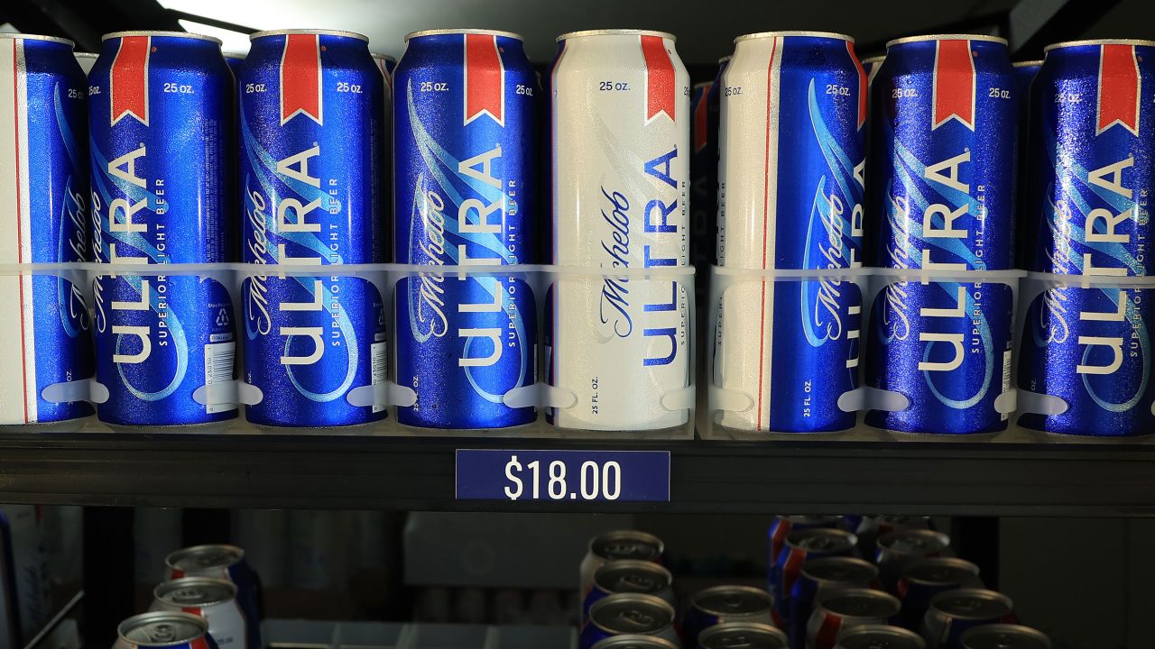 The concession stand beer case with Michelob Ultra is seen during a practice round prior to the start of the 2022 PGA Championship.