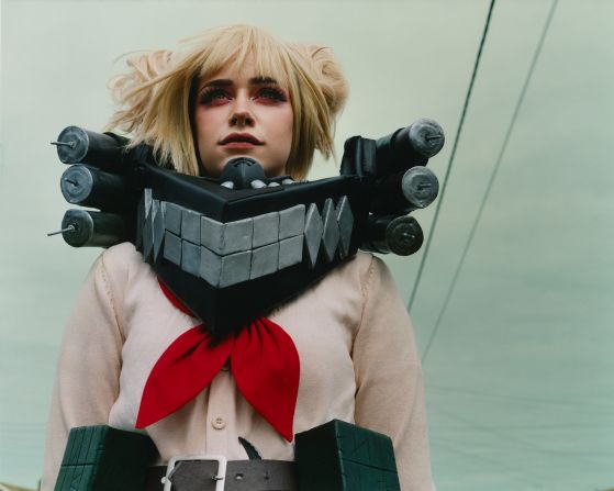 A cosplayer dressed as Himiko Toga, from the Japanese anime series "My Hero Academia."