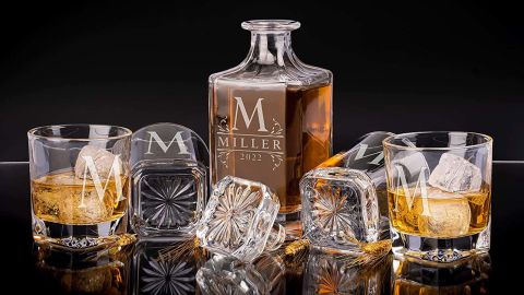Amazing Items Personalized 5-Piece Whiskey Decanter Set