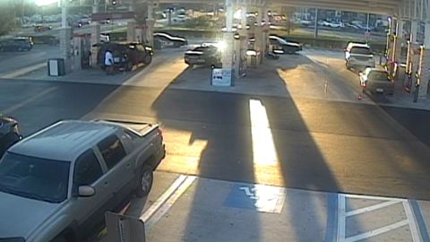 Security video shows a gas station just before an explosion which left a suspect and several deputies injured.