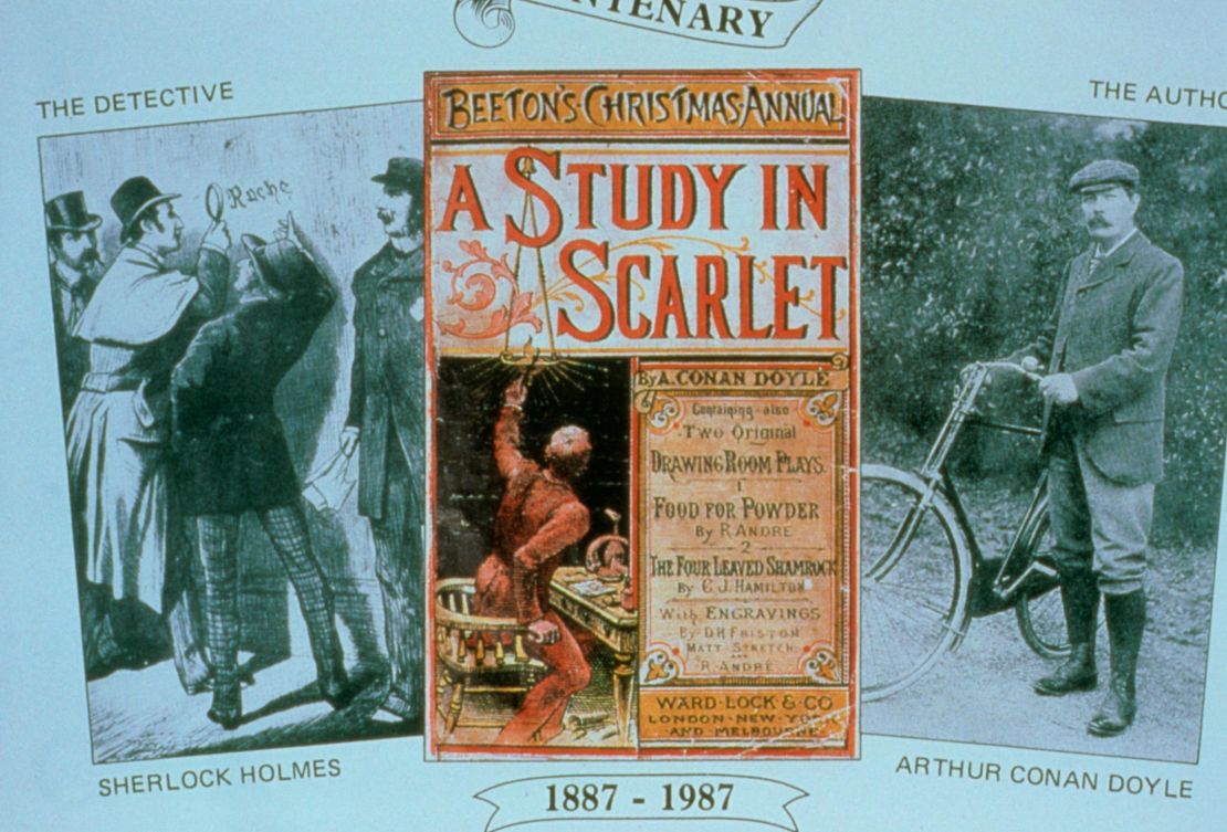 A reproduction of a copy of the book 'A Study in Scarlet' by Sir Arthur Conan Doyle, 8th December 1986. (Photo by Georges De Keerle/Getty Images)