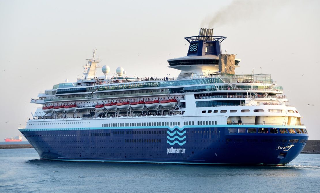 The cruise ship "MS Sovereign" at the port of Livorno (Italy), 19 July 2017. | usage worldwide Photo by: Hauke-Christian Dittrich/picture-alliance/dpa/AP Images