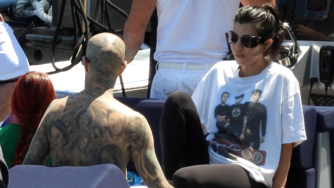 Kourtney Kardashian and Travis Barker seen in Portofino, the day before they will supposedly marry.