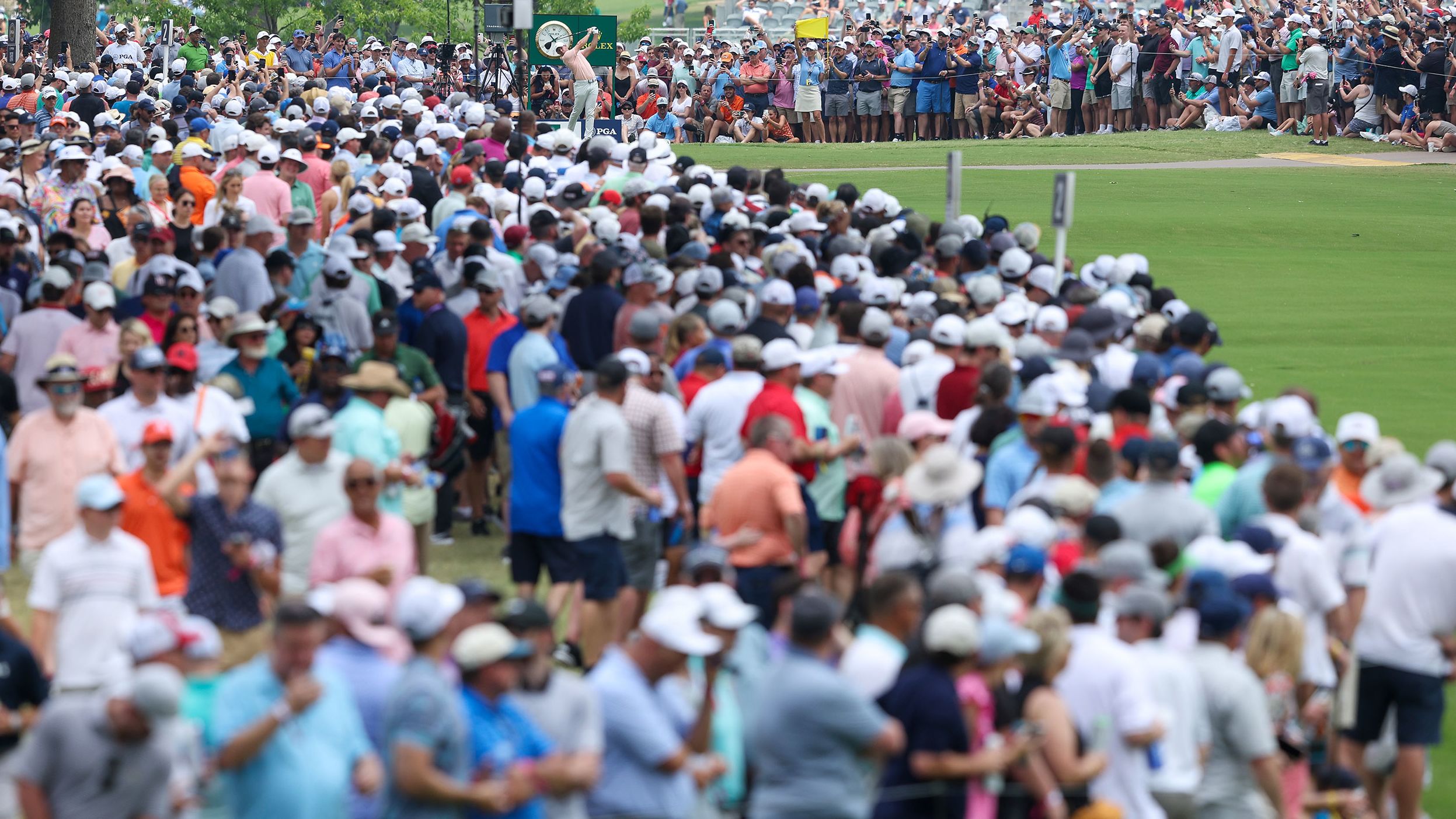 Rory McIlroy plays his shot from the second tee during the second round on Friday, May 20.