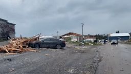 The tornado aftermath in Gaylord, Michigan, near Winifred Road on May 20.
