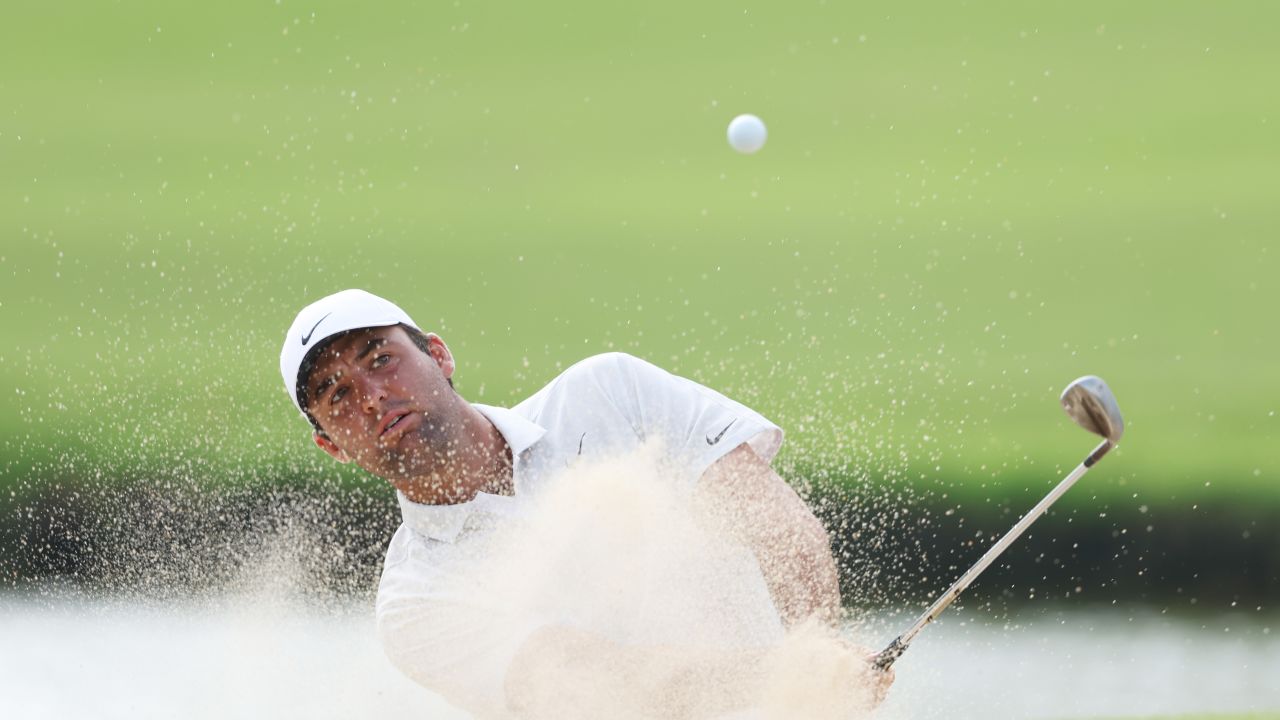 Scheffler plays a shot during the second round of the 2022 PGA Championship.