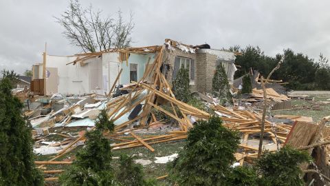 A home was damaged Friday after a tornado came through the area in Gaylord, Michigan.