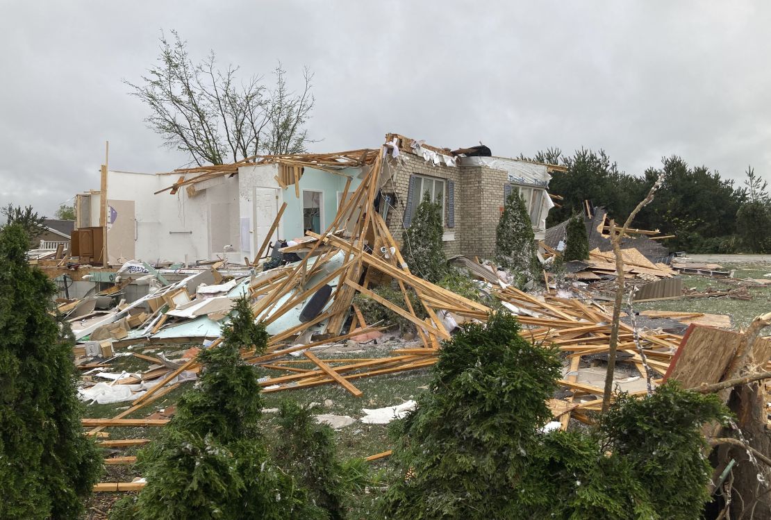A home was damaged Friday after a tornado came through the area in Gaylord, Michigan.