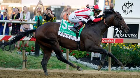 José Ortiz atop Early Voting wins the 147th running of the Preakness Stakes horse race.