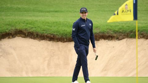 Fitzpatrick walks on the 12th green during the third round of the 2022 PGA Championship.